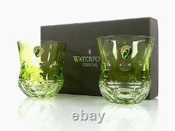 WATERFORD Crystal SIMPLY PASTEL Lime DOUBLE OLD FASHIONED Glasses PAIR NEW SET/2