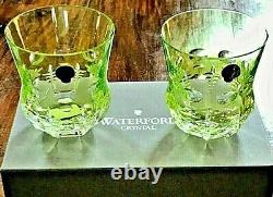 WATERFORD Crystal SIMPLY PASTEL Lime DOUBLE OLD FASHIONED Glasses PAIR NEW SET/2