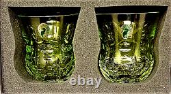 WATERFORD Crystal SIMPLY PASTEL Lime DOUBLE OLD FASHIONED Glasses PAIR NEW SET/2