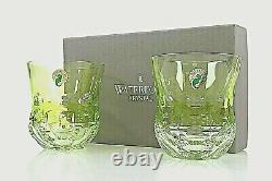 WATERFORD Crystal SIMPLY PASTEL Lime DOUBLE OLD FASHIONED Glasses PAIR NEW SET/2