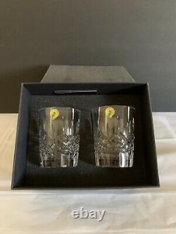WATERFORD Lismore Set of 2 Lead Crystal Double Old Fashioned Glasses