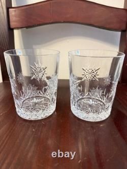 WATERFORD SNOWFLAKE WISHES Double Old Fashioned Glasses Made in Ireland