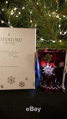 WATERFORD Snowflake Wishes JOY 1st Ruby DOF Glass Double Old Fashioned 2011 NEW