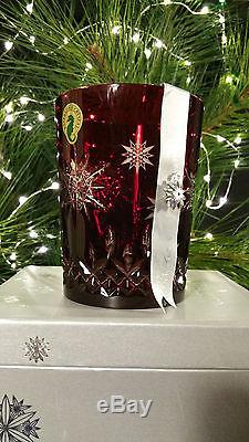 WATERFORD Snowflake Wishes JOY 1st Ruby DOF Glass Double Old Fashioned 2011 NEW