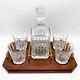 WEDGWOOD Vintage 80s Full Lead Crystal Set Old Fashioned Glasses, Decanter, Tray