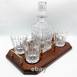 WEDGWOOD Vintage 80s Full Lead Crystal Set Old Fashioned Glasses, Decanter, Tray