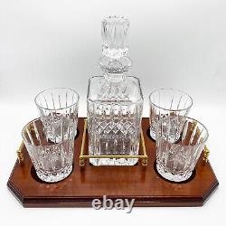 WEDGWOOD Vintage 80s Full Lead Crystal Set Old Fashioned Glasses, Decanter, Tray