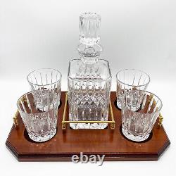 WEDGWOOD Vintage 80s Full Lead Crystal Set Old Fashioned Glasses, Decanter, Tray