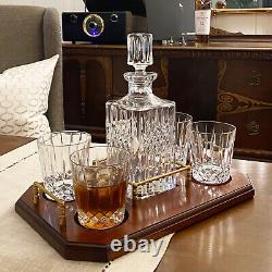 WEDGWOOD Vintage 80s Full Lead Crystal Set Old Fashioned Glasses, Decanter, Tray