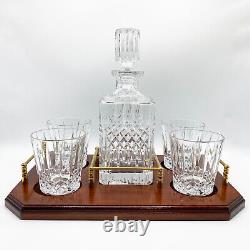 WEDGWOOD Vintage 80s Full Lead Crystal Set Old Fashioned Glasses, Decanter, Tray