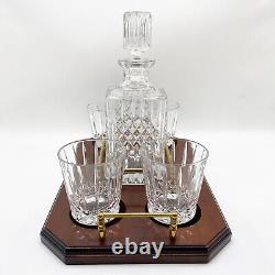 WEDGWOOD Vintage 80s Full Lead Crystal Set Old Fashioned Glasses, Decanter, Tray