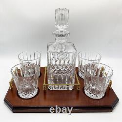 WEDGWOOD Vintage 80s Full Lead Crystal Set Old Fashioned Glasses, Decanter, Tray