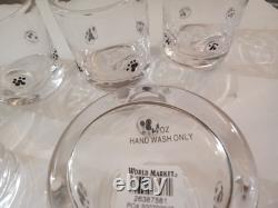 WORLD MARKET Black Paw Inlay Double Old Fashioned Glass Drinkware Set Of 6