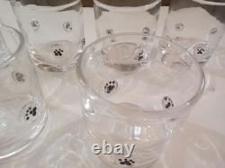 WORLD MARKET Black Paw Inlay Double Old Fashioned Glass Drinkware Set Of 6