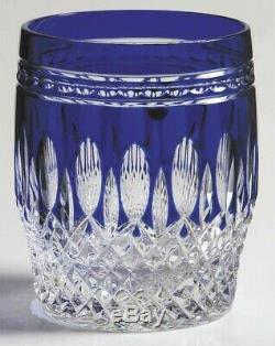 Waterford CLARENDON Double Old Fashioned glass tumbler COBALT Blue FREE SHIPPING