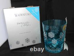 Waterford Cased Crystal Snowflake Wishes Aqua Double Old Fashioned Glass Nib