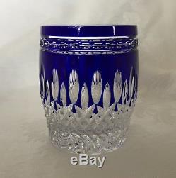 Waterford Clarendon Cobalt Blue Cut to Clear Double Old Fashioned/ DOF Signed