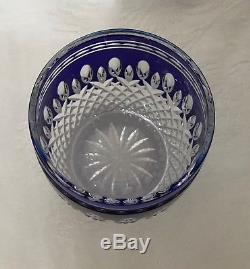 Waterford Clarendon Cobalt Blue Cut to Clear Double Old Fashioned/ DOF Signed