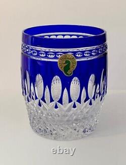 Waterford Clarendon Cobalt Blue Double Old Fashioned Whiskey Glass Unused Qty