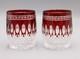 Waterford Clarendon Ruby Red Cut to Clear Double Old Fashioned Pair