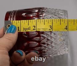 Waterford Clarendon Ruby Red Cut to Clear Double Old Fashioned Pair