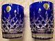 Waterford Cobalt cased-crystal double old fashioned, DOF, glass, set/2