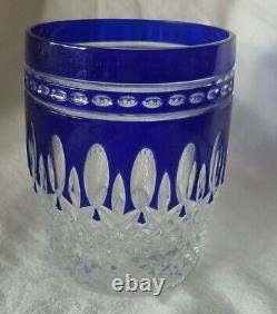 Waterford Crystal CLARENDON Cobalt Blue Double Old Fashioned Whiskey Glass NWOT