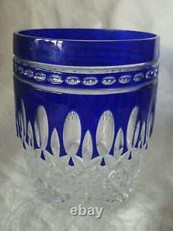 Waterford Crystal CLARENDON Cobalt Blue Double Old Fashioned Whiskey Glass NWOT