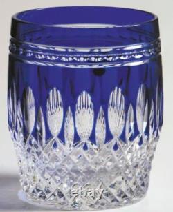 Waterford Crystal CLARENDON Cobalt Blue Double Old Fashioned Whiskey Glasse