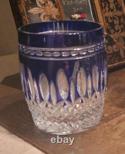 Waterford Crystal CLARENDON Cobalt Blue Double Old Fashioned Whiskey Glasse