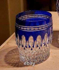 Waterford Crystal CLARENDON Cobalt Blue Double Old Fashioned Whiskey Glasse