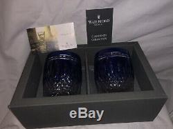 Waterford Crystal CLARENDON Cobalt DOF Double Old Fashioned Tumbler Blue (2) IOB