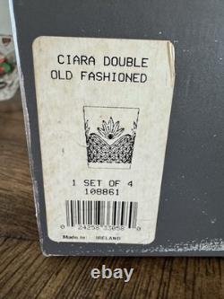 Waterford Crystal Ciara Double Old Fashioned Rocks Glasses 4 3/8 Set Of 4 NIB
