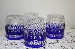 Waterford Crystal Clarendon Cobalt Blue Double Old Fashioned Glasses Set of 2
