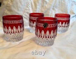 Waterford Crystal Clarendon Ruby Double Old Fashioned Glass Set of 4