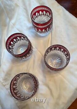 Waterford Crystal Clarendon Ruby Double Old Fashioned Glass Set of 4