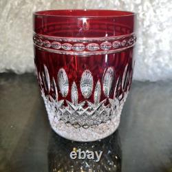 Waterford Crystal Clarendon Ruby Red Whiskey Double Old Fashioned Tumbler Glass