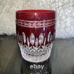 Waterford Crystal Clarendon Ruby Red Whiskey Double Old Fashioned Tumbler Glass