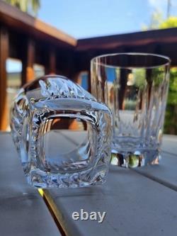 Waterford Crystal Clarion Double Old Fashioned Rocks Glass Square Foot Set of 2