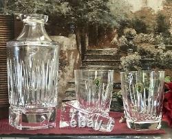 Waterford Crystal Clarion Spirits Decanter with 2 Double Old Fashioned Glasses