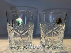Waterford Crystal Grainne Double Old Fashioned Glass Vtg Set 2 New Old stock