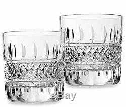 Waterford Crystal Irish Lace Set 2 Double Old Fashioned Glasses Whiskey Tumbler