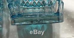 Waterford Crystal LISMORE AQUA Double Old Fashioned Tumblers (2) RARE