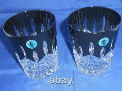 Waterford Crystal Lismore Black Double Old Fashioned Glasses Set of 2 New
