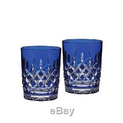 Waterford Crystal Lismore Cobalt Double Old Fashioned Pair