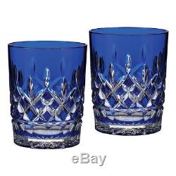 Waterford Crystal Lismore Cobalt Double Old Fashioned Pair
