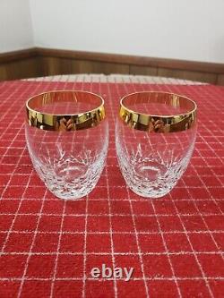 Waterford Crystal Lismore Essence Gold Double Old Fashioned Tumbler Glasses