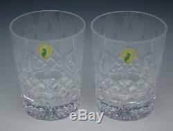 Waterford Crystal Lismore Pair 2 Double Old Fashioned Glasses Tumblers 4.3/8