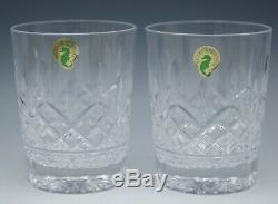 Waterford Crystal Lismore Pair 2 Double Old Fashioned Glasses Tumblers 4.3/8