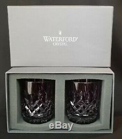 Waterford Crystal Lismore Pattern Amethyst Double Old Fashioned, DOF, set/ 2